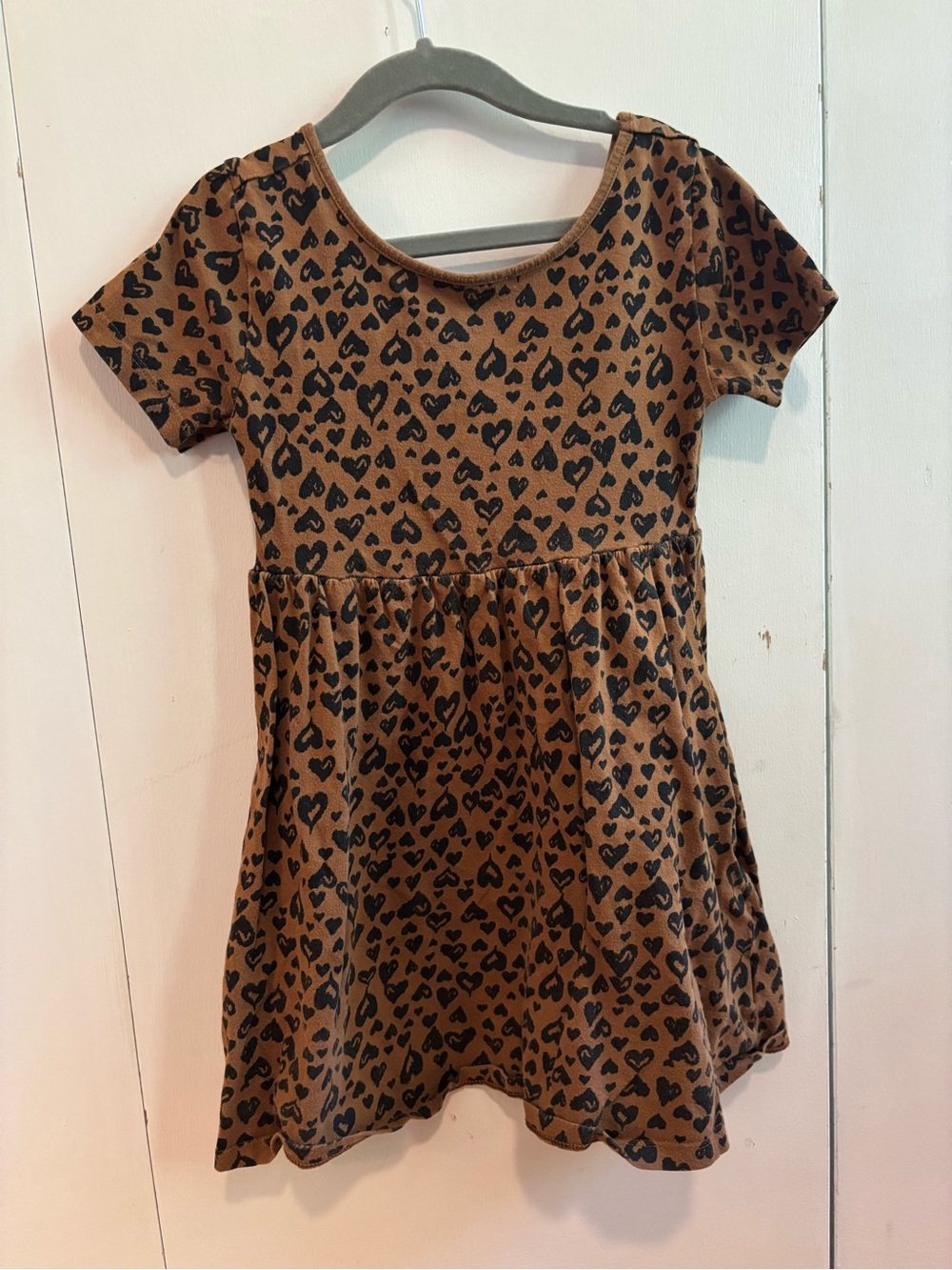 Old Navy Brown Leopard Heart Print Dress